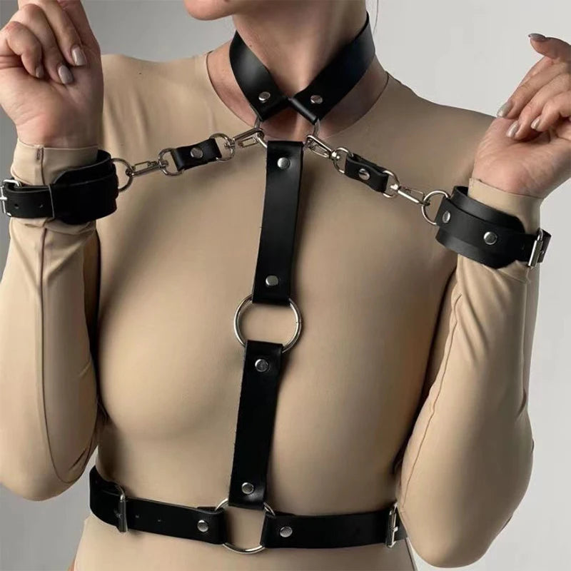 Leren handboeien set