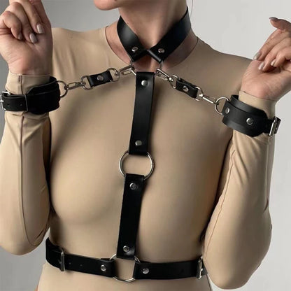 Leren handboeien set